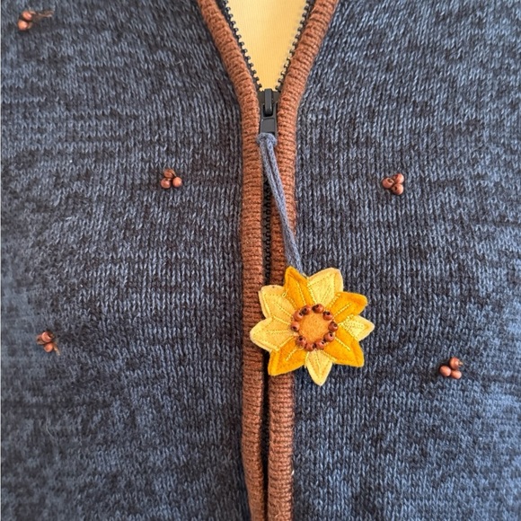 Vintage Tiara International Rooster Sunflower Blue Sleeveless Vest Size Large - Picture 2 of 13